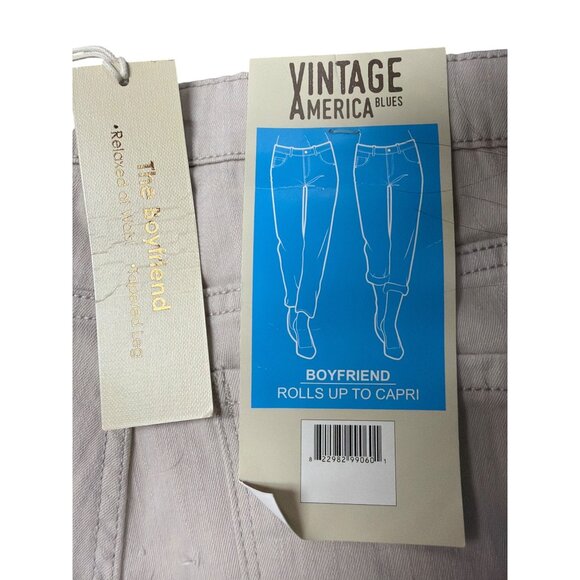 Vintage America Womens Sand Cotton/Spandex Boyfriend Pants Casual Fit Size 6/28 - Picture 12 of 14